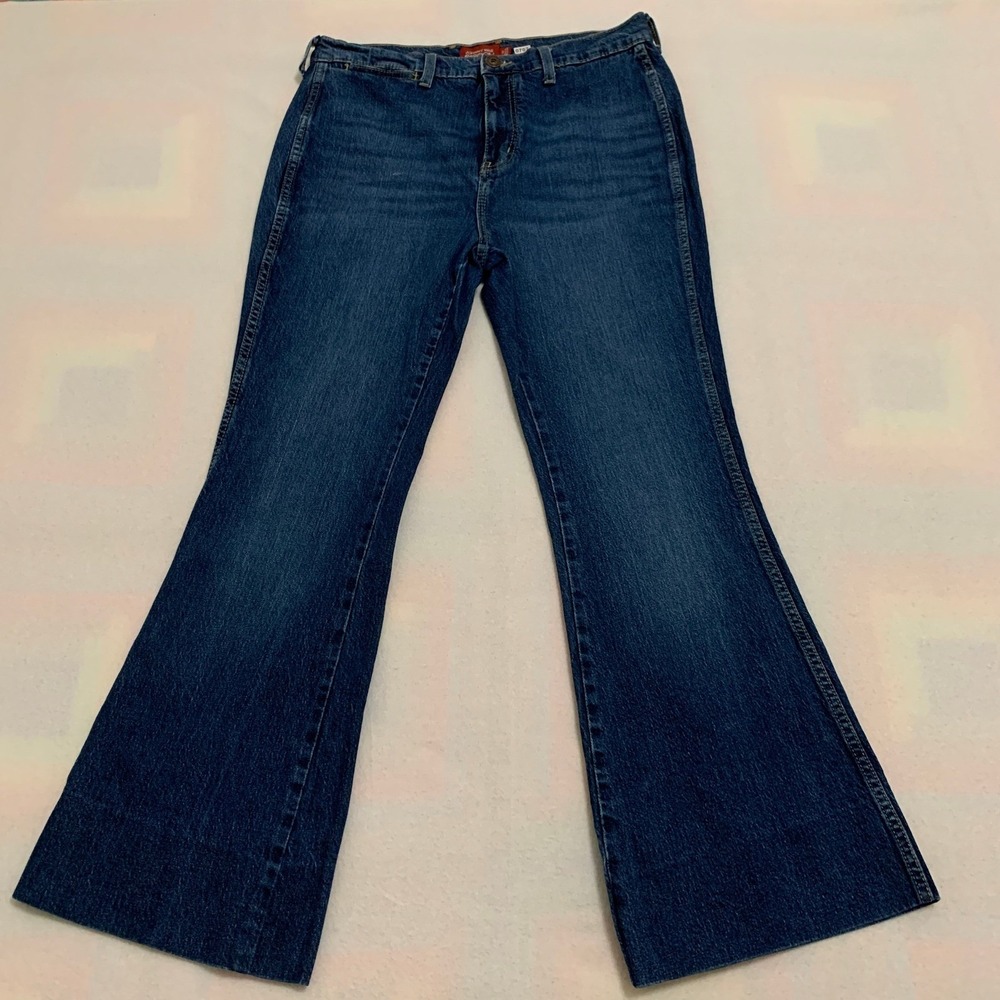 JOHNNY WAS Sasson Womens High Rise Flare Jeans Medium Blue Rinse Size 30 (30x29)